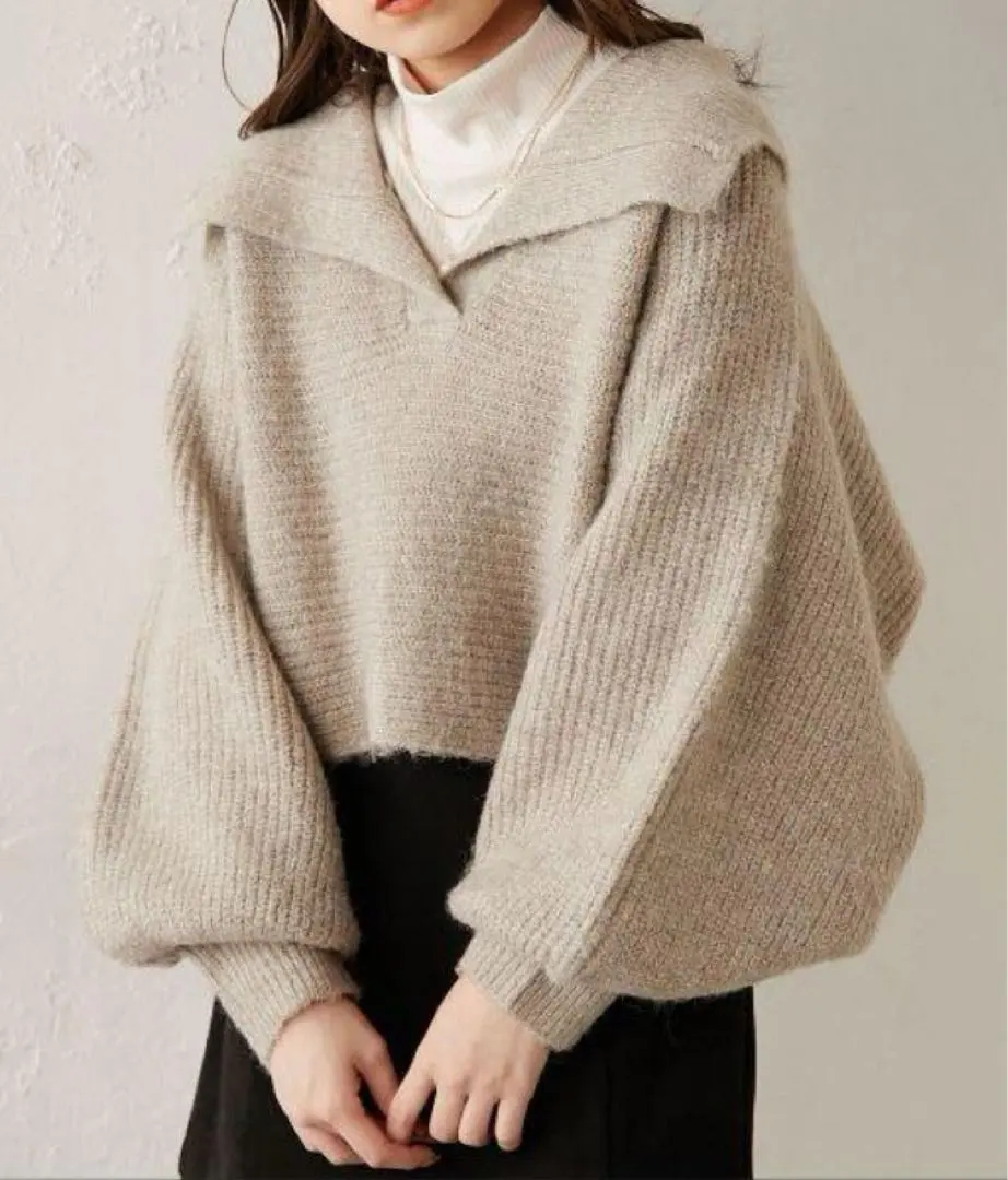 Thumbnail of Chico Short Sailor Collar Wide Knit - Beige