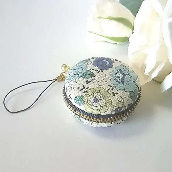 Thumbnail of Blue floral macaron pouch #n54