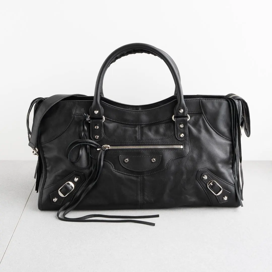 Thumbnail of Balenciaga Part-Time Classic Black Lambskin Leather Silver