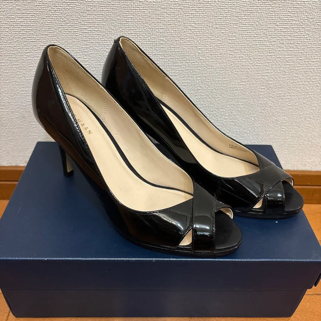 Thumbnail of Cole Haan black open-toe high heels