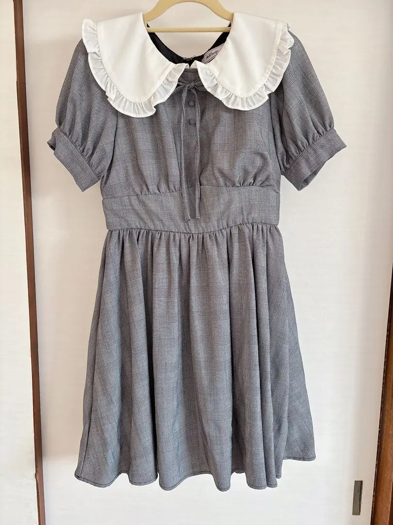 Thumbnail of Ank Rouge one-piece dress, short sleeves, check pattern, black