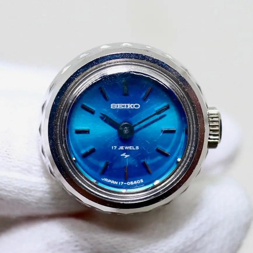 SEIKO アナログリング時計 青文字盤 SEIKO RING WATCH (セイコー リングウォッチ) 青文字盤- JeJe