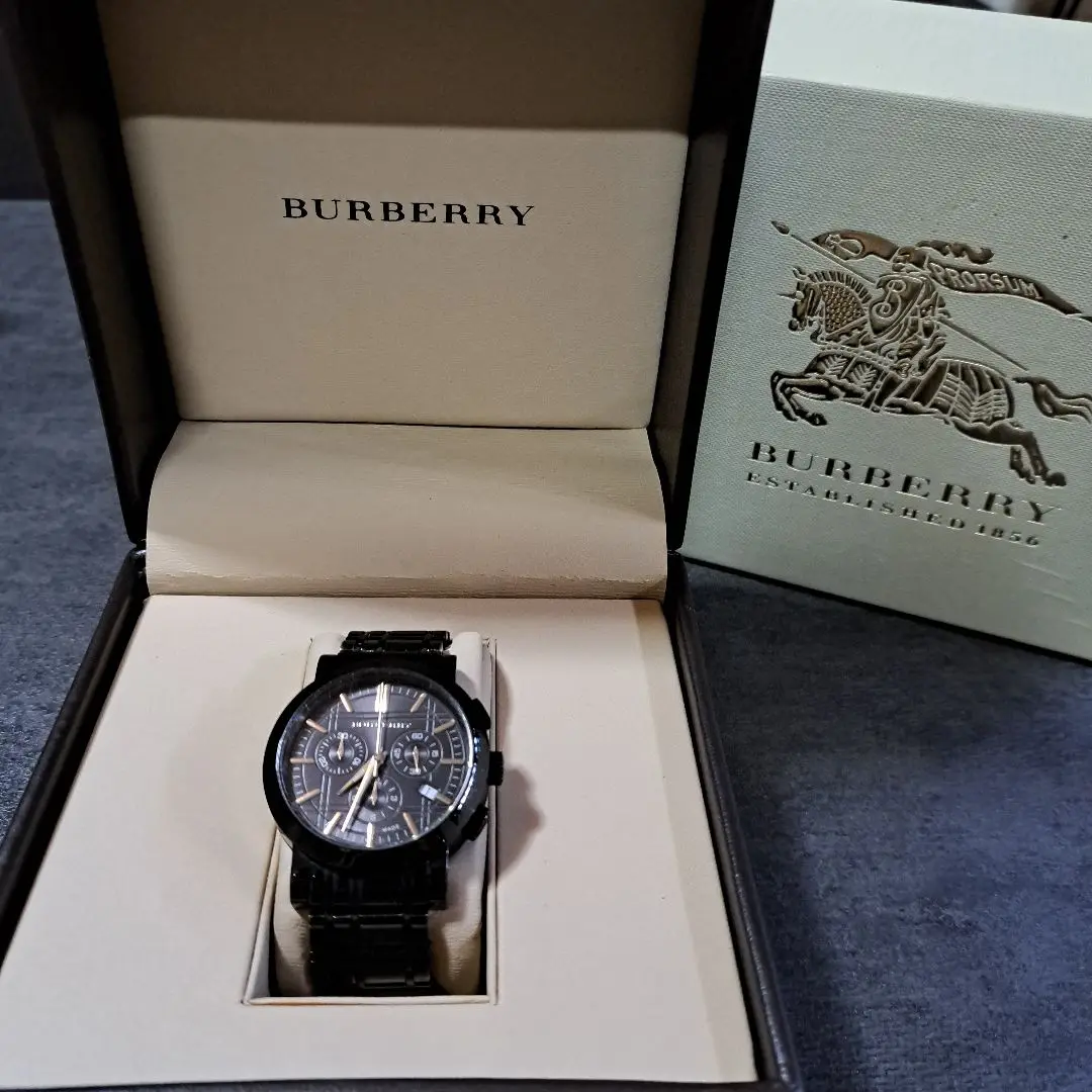 極美品　BURBERRY クロノグラフ腕時計 ブラック　BU1373 稼働品 Yahoo!オークション -「バーバリー bu1373」の落札相場・落札価格