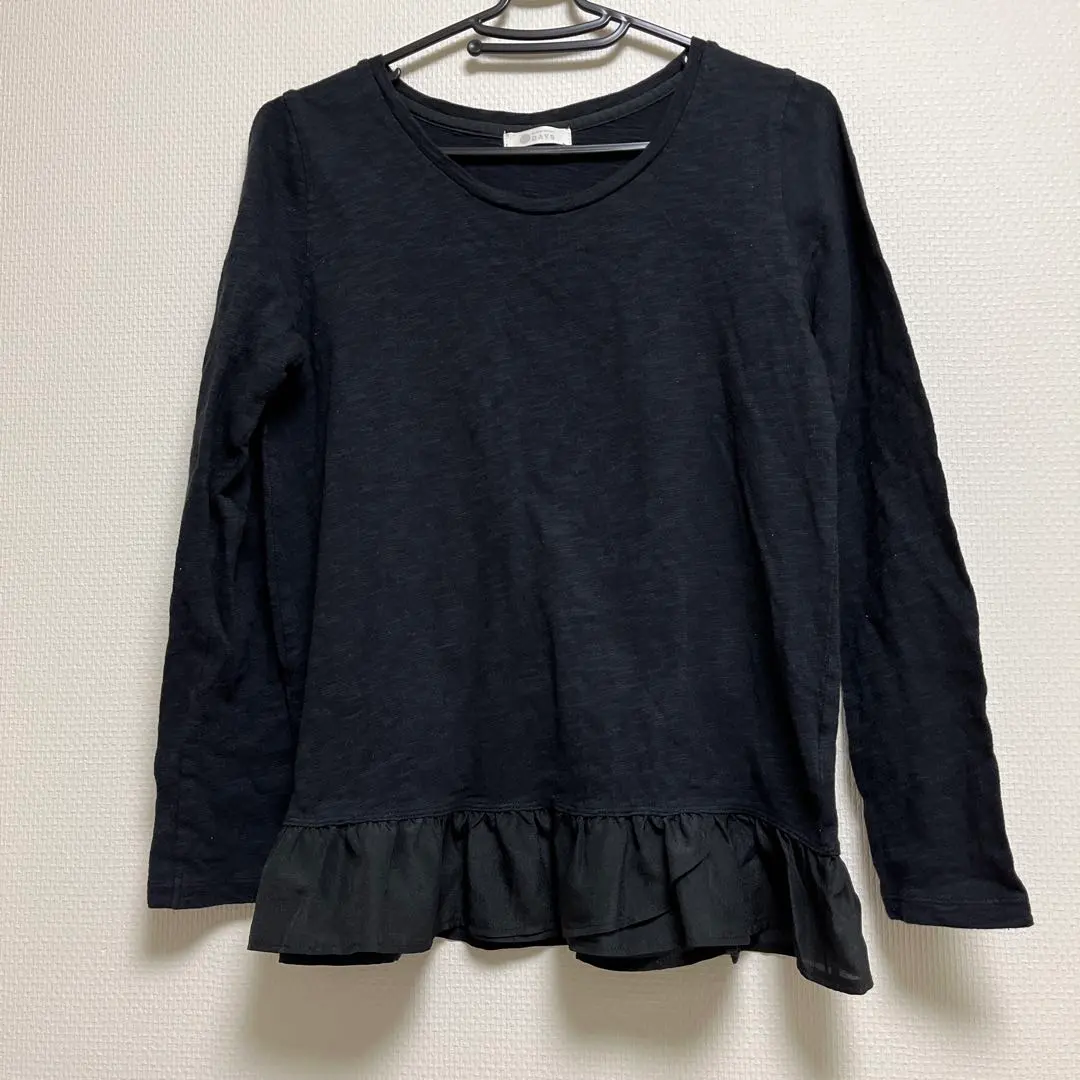 Thumbnail of Belle Maison DAYS Black Frill Hem Long Sleeve Top, Size L