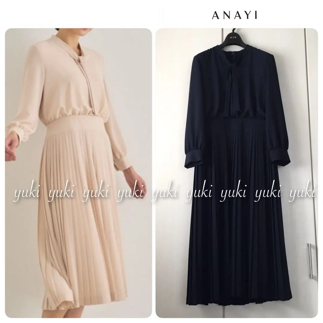 Thumbnail of ANAYI Crepe Georgette Pleated Dress 36 Navy