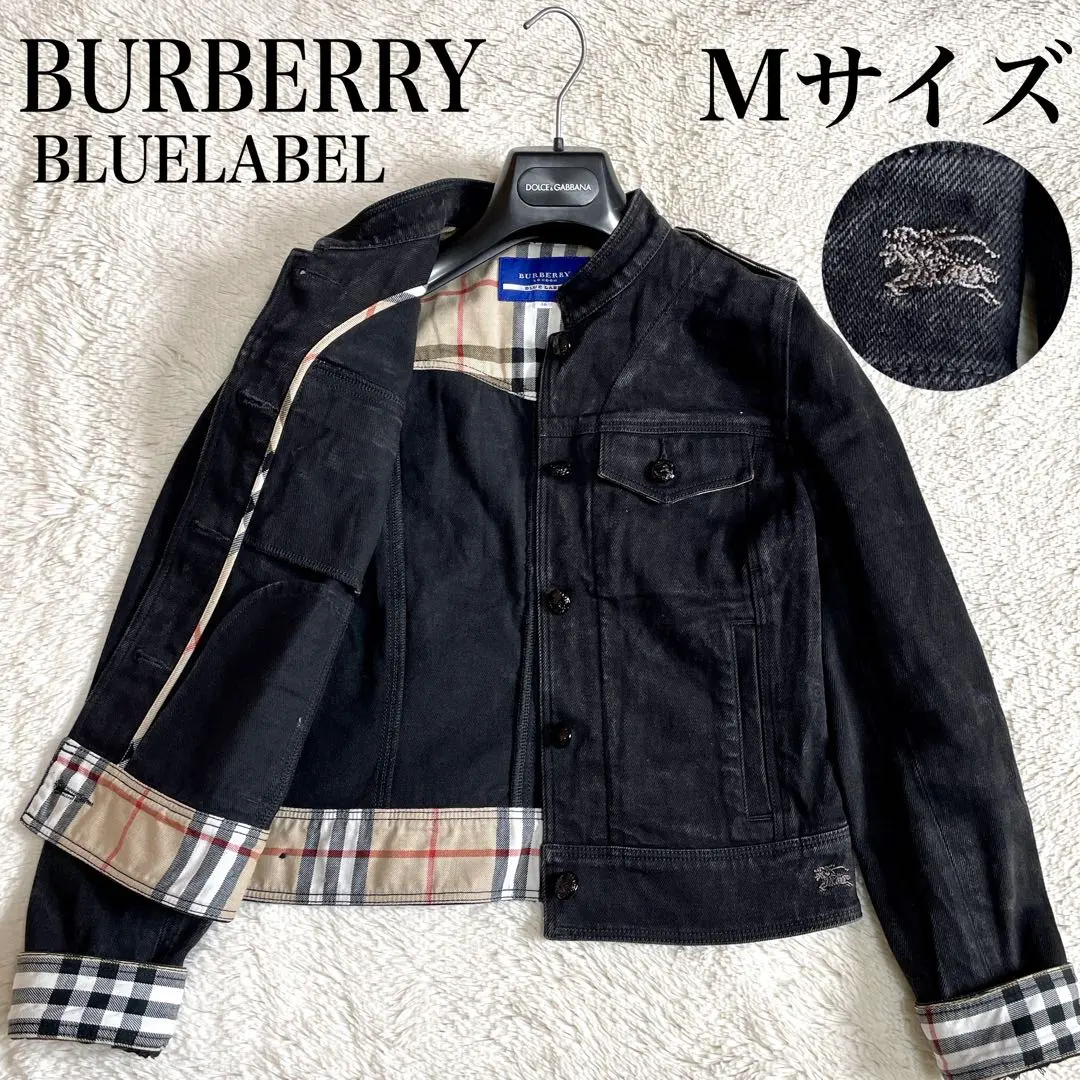 Thumbnail of Excellent condition Burberry Blue Label single denim jacket, collarless, check pattern