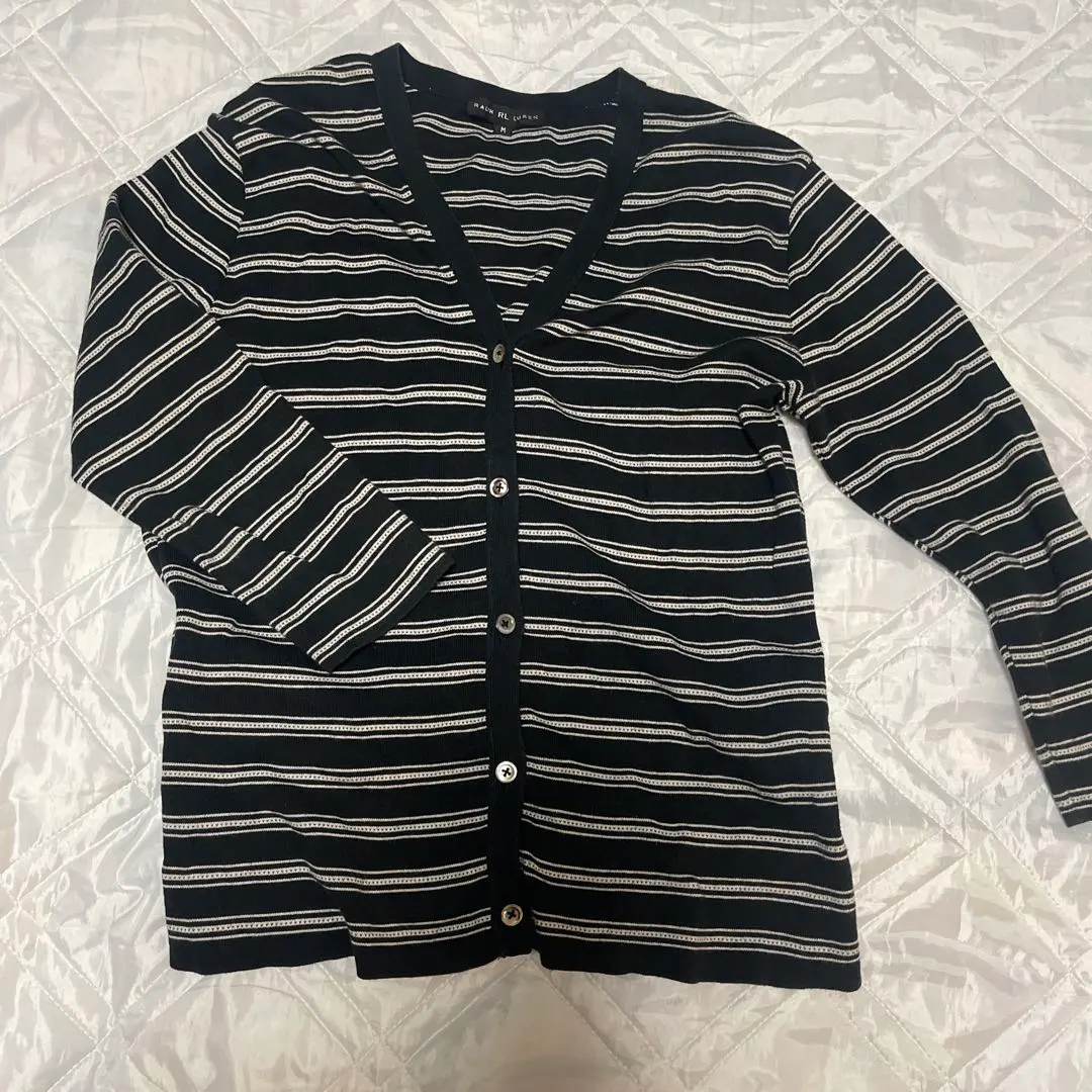 Thumbnail of Ralph Lauren M Black/White Stripe Cardigan