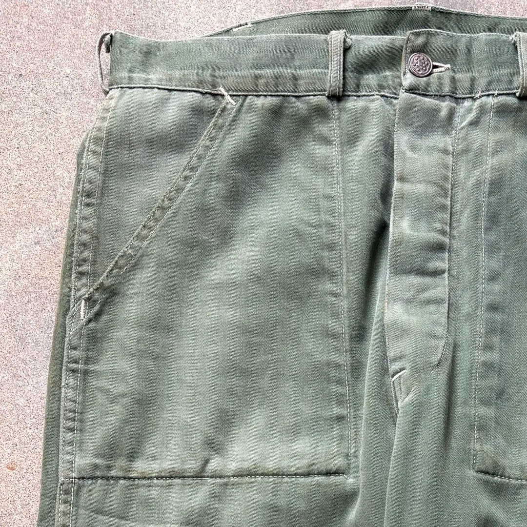 40s〜50s usarmy ベイカーパンツ OG-107 ヘリンボーン 初期型 1950s US.ARMY コットンベイカーパンツ 初期型 表記MEDIUM