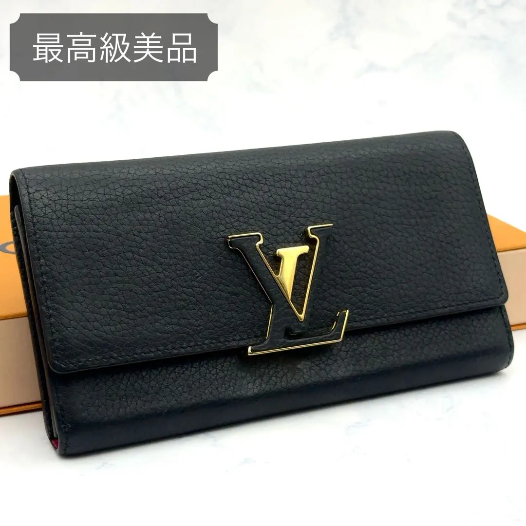 Thumbnail of 【Highest Quality, Excellent Condition】Louis Vuitton Taurillon Portefeuille Capucines Black Long Wallet
