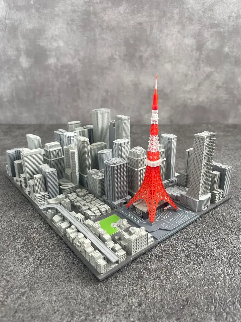 ミニチュア　東京タワー周辺　ジオラマ　フィギュアに　1/64より小　都市模型 ミニチュア 東京タワー周辺 ジオラマ フィギュアに 1/64より小