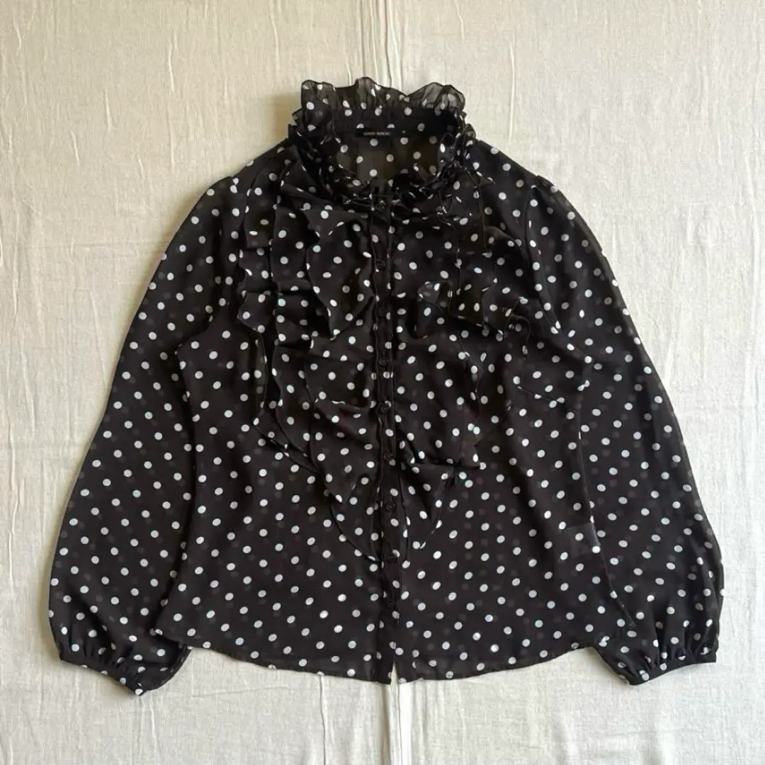 Thumbnail of 00s Dot Polka Dot Sheer Blouse Frill Shirt Wishcore Y2K