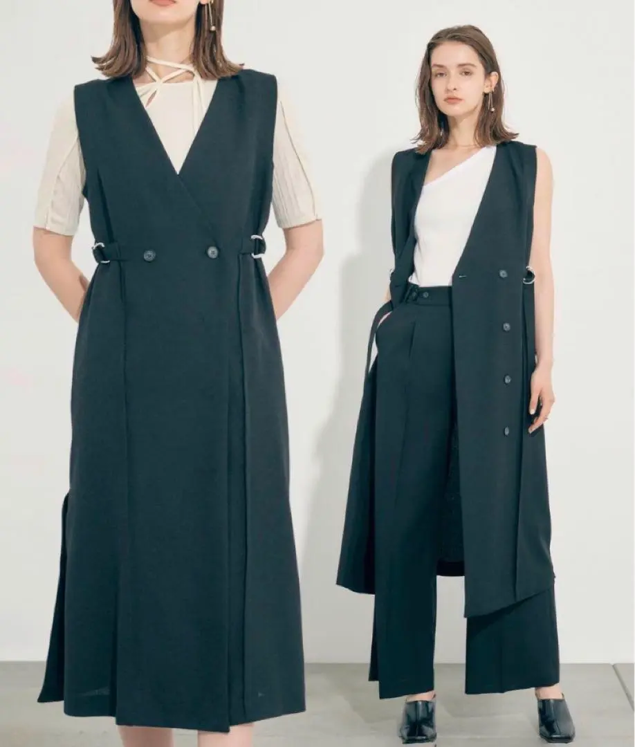 Thumbnail of public tokyo/Linen-like 2-way Gilet Dress - Black
