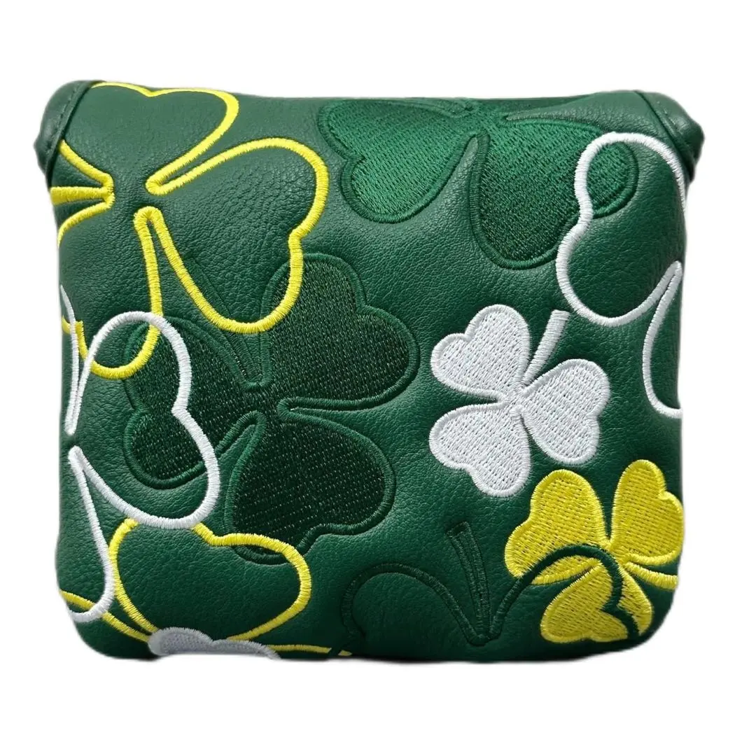 Thumbnail of Golf Head Cover Putter Cover Mallet Embroidered Colorful Clover Green