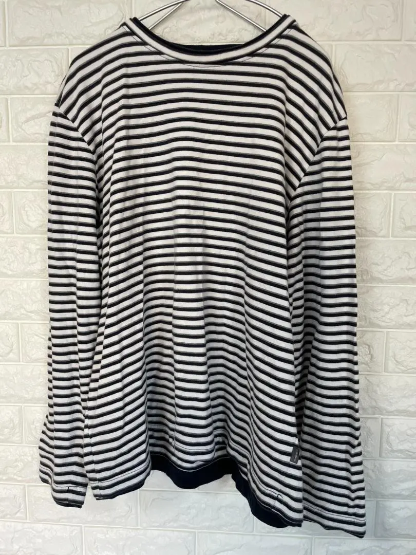Thumbnail of Eddie Bauer Black and White Striped Long Sleeve Cut and Sew, Size L, Excellent Condition