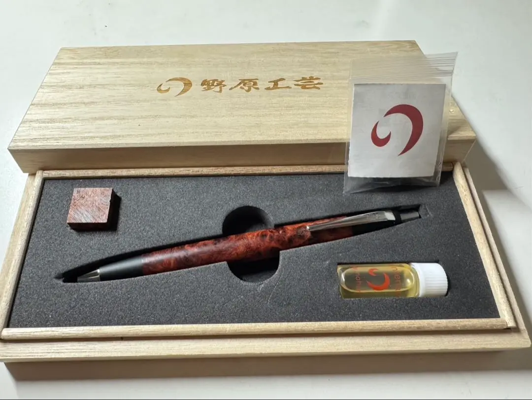 野原工芸 特上花梨瘤・斑紋純銀色 スリムボールペン（野原工芸