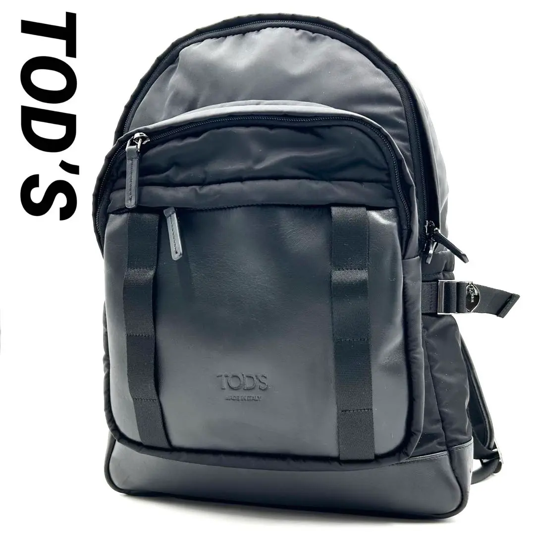 Man BLACK Backpack in Fabric and Leather Medium