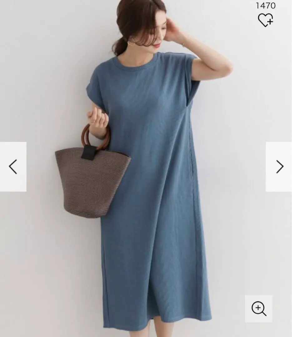 全新附吊牌◉扭結袖口羅紋洋裝 DOORS 藍色 的縮圖