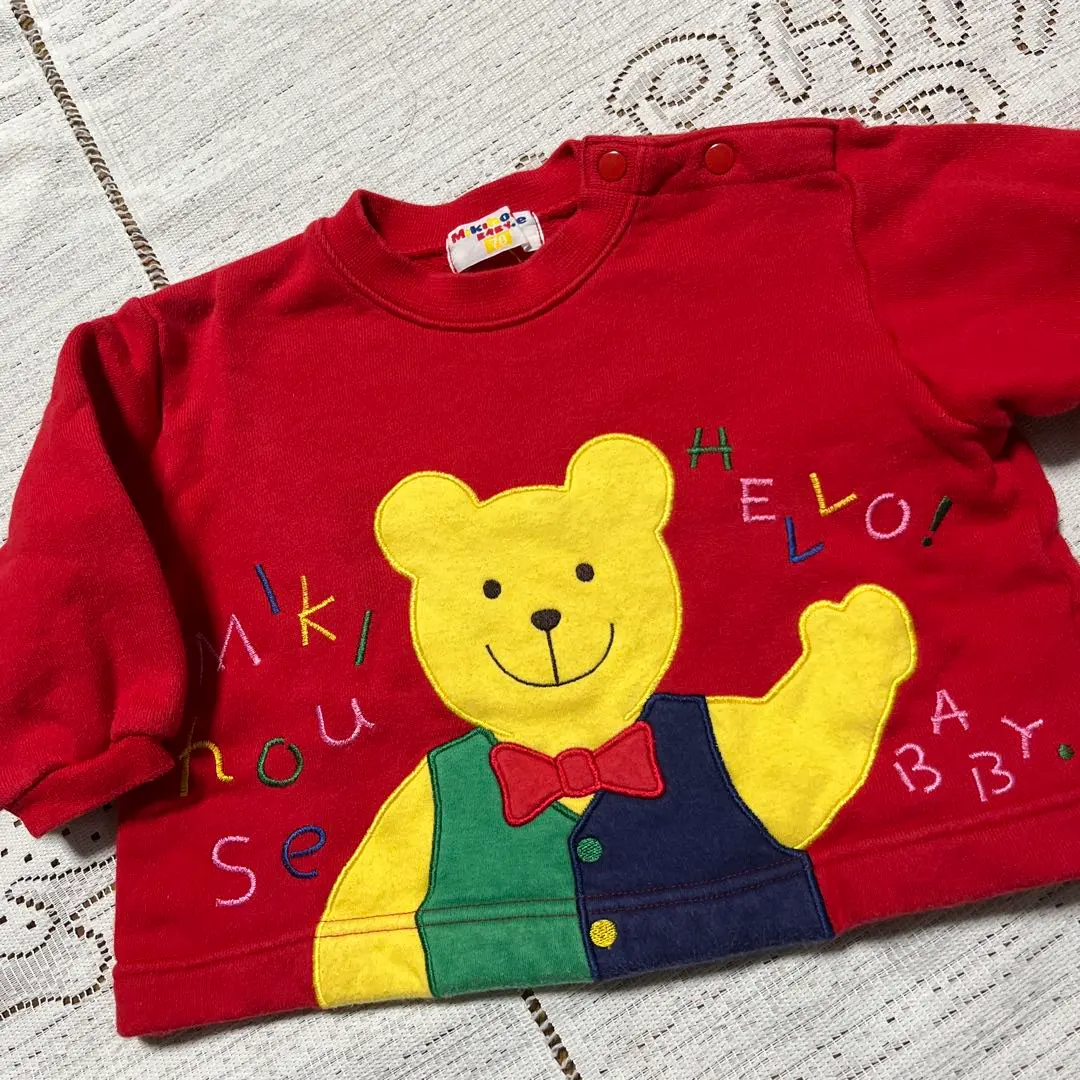 Thumbnail of Retro, beautiful condition ☆ Mikihouse ☆ Red bear patch embroidered sweatshirt ☆ 70