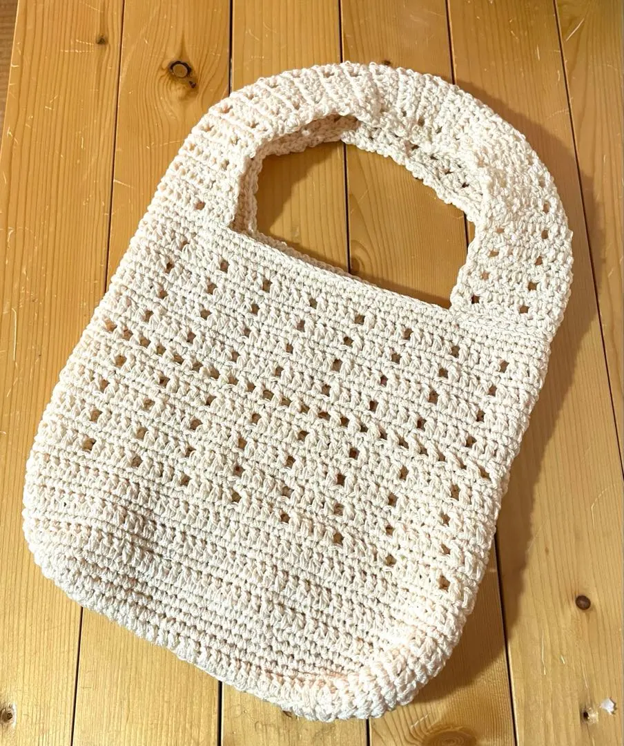 Thumbnail of [Anonymous Delivery] One-Handle Mesh Bag / Beige / Natural / Handmade