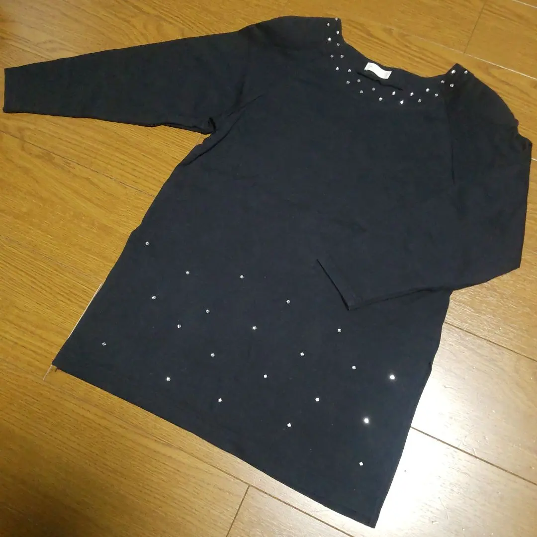 美品 Otto Collection 八分袖T恤 M 萊茵石裝飾 日本製 的縮圖