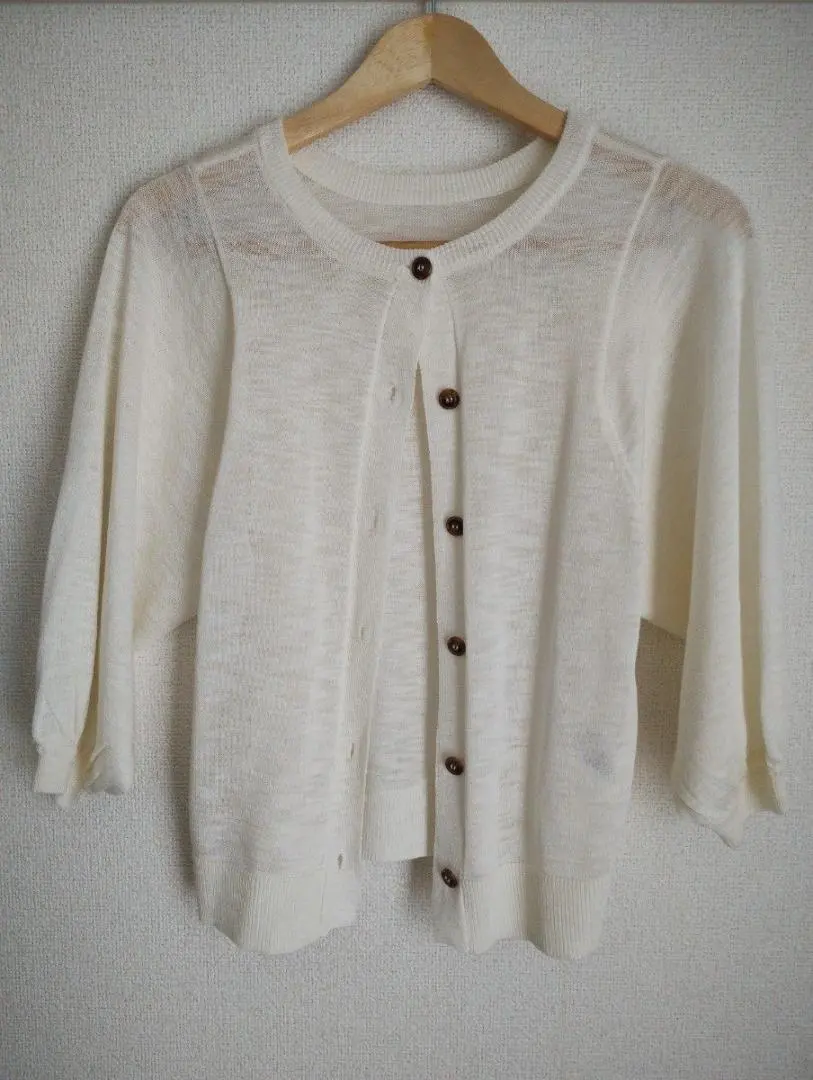 Thumbnail of Ivory, short-sleeved cardigan