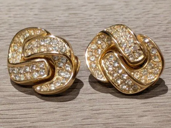 Thumbnail of Christian Dior Rhinestone Earrings Gold Vintage