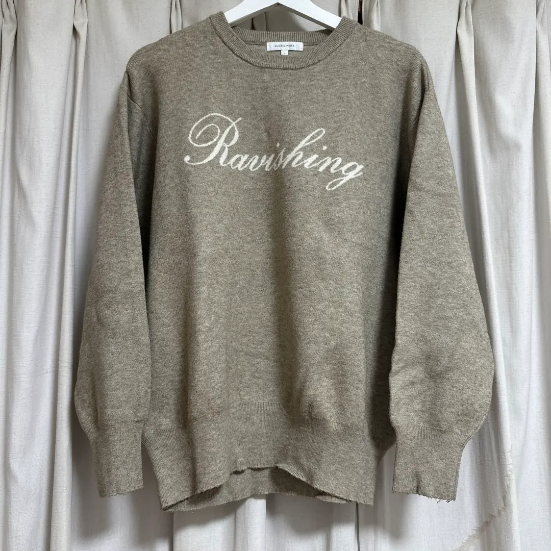 Thumbnail of GLOBAL WORK Beige Logo Sweater L
