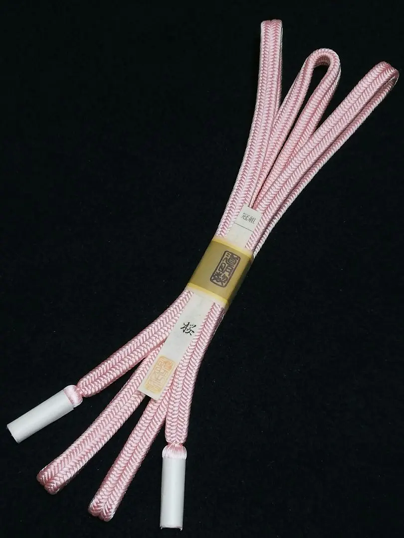 Thumbnail of Sakura (Cherry Blossoms): Michiaki Shinbei Obi-jime (decorative belt cord) - Kan-kum (crown braid) - Solid Color - Unused - Storage Item - Japanese Accessories