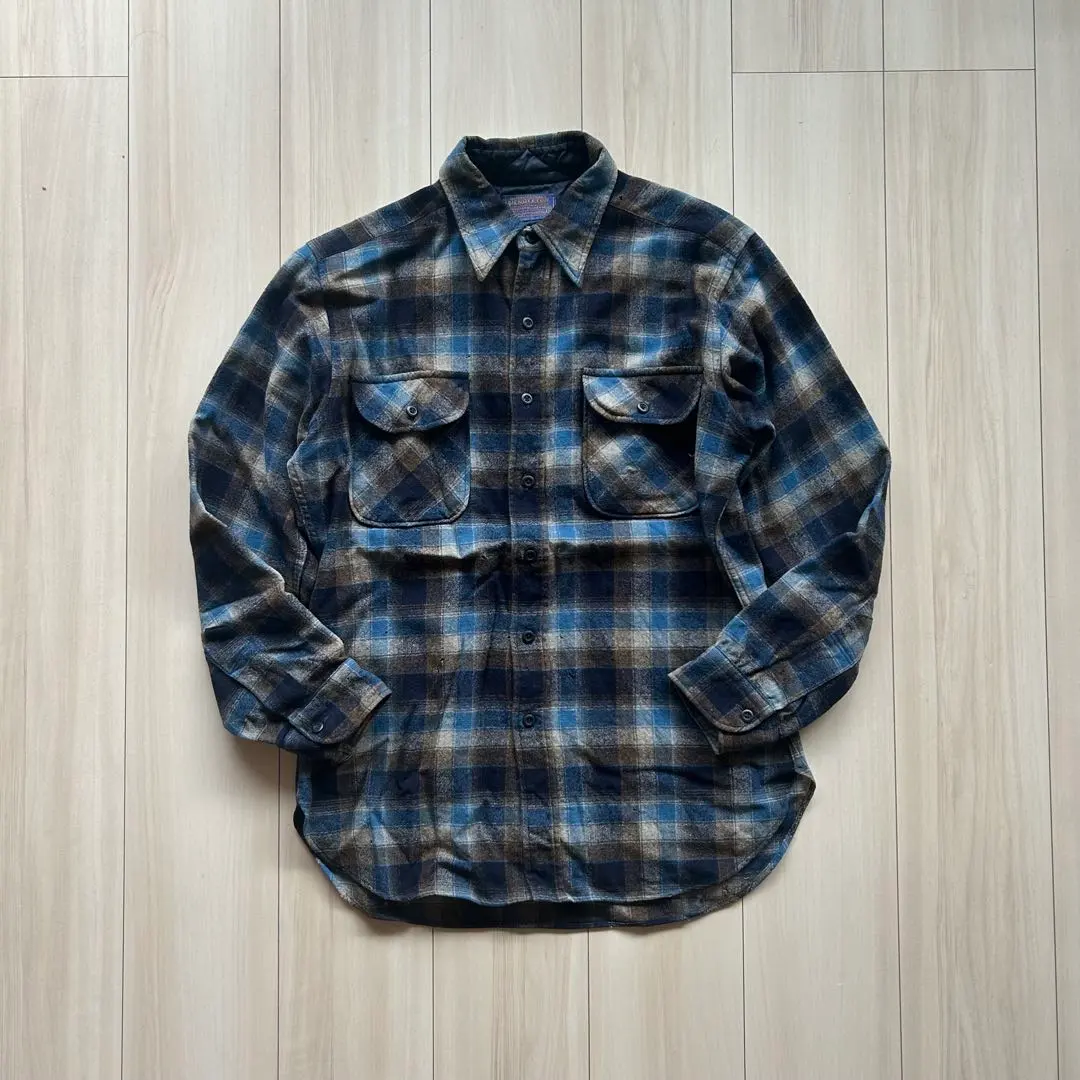 Thumbnail of 70s PENDLETON Wool Shirt Made in USA Blue Black Shadow M Atmosphere