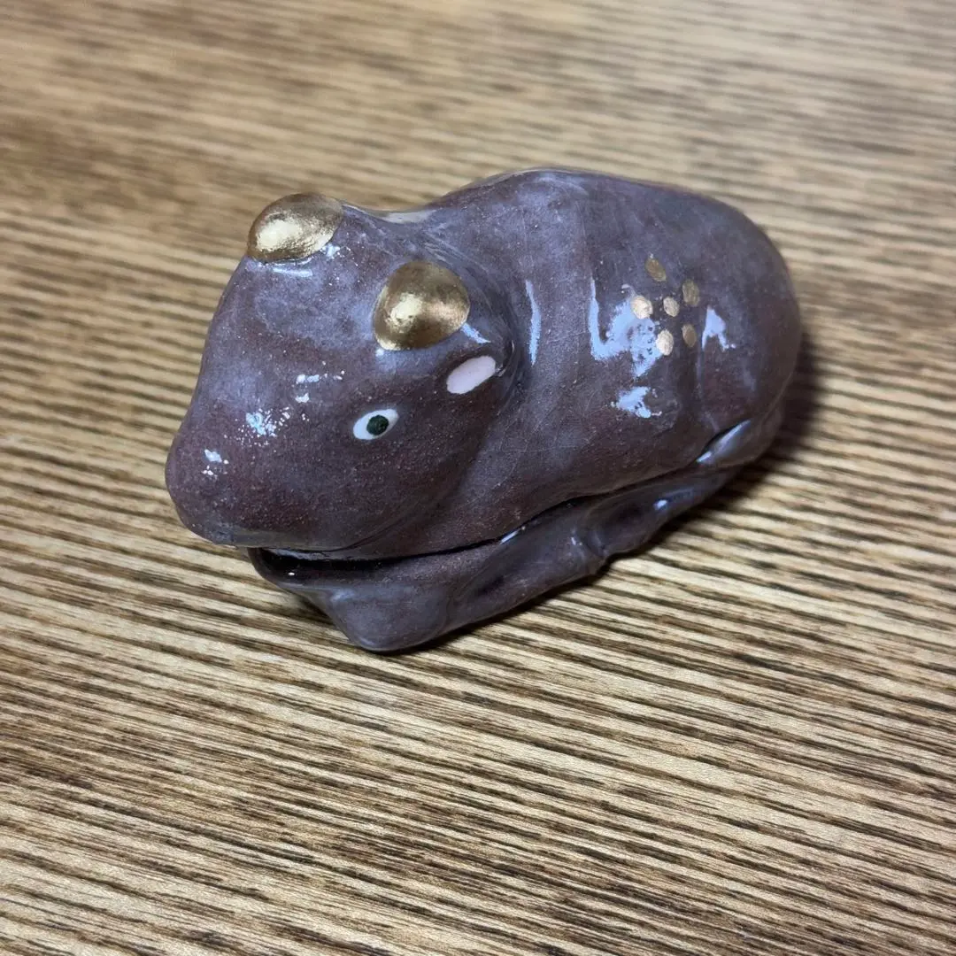 e3106 伏見焼 撫で牛 江戸期 巾16cm 撫牛 牛 開運 縁起物 置物 e3106 伏見焼 撫で牛 江戸期 巾16cm 撫牛 牛 開運 縁起物 置物