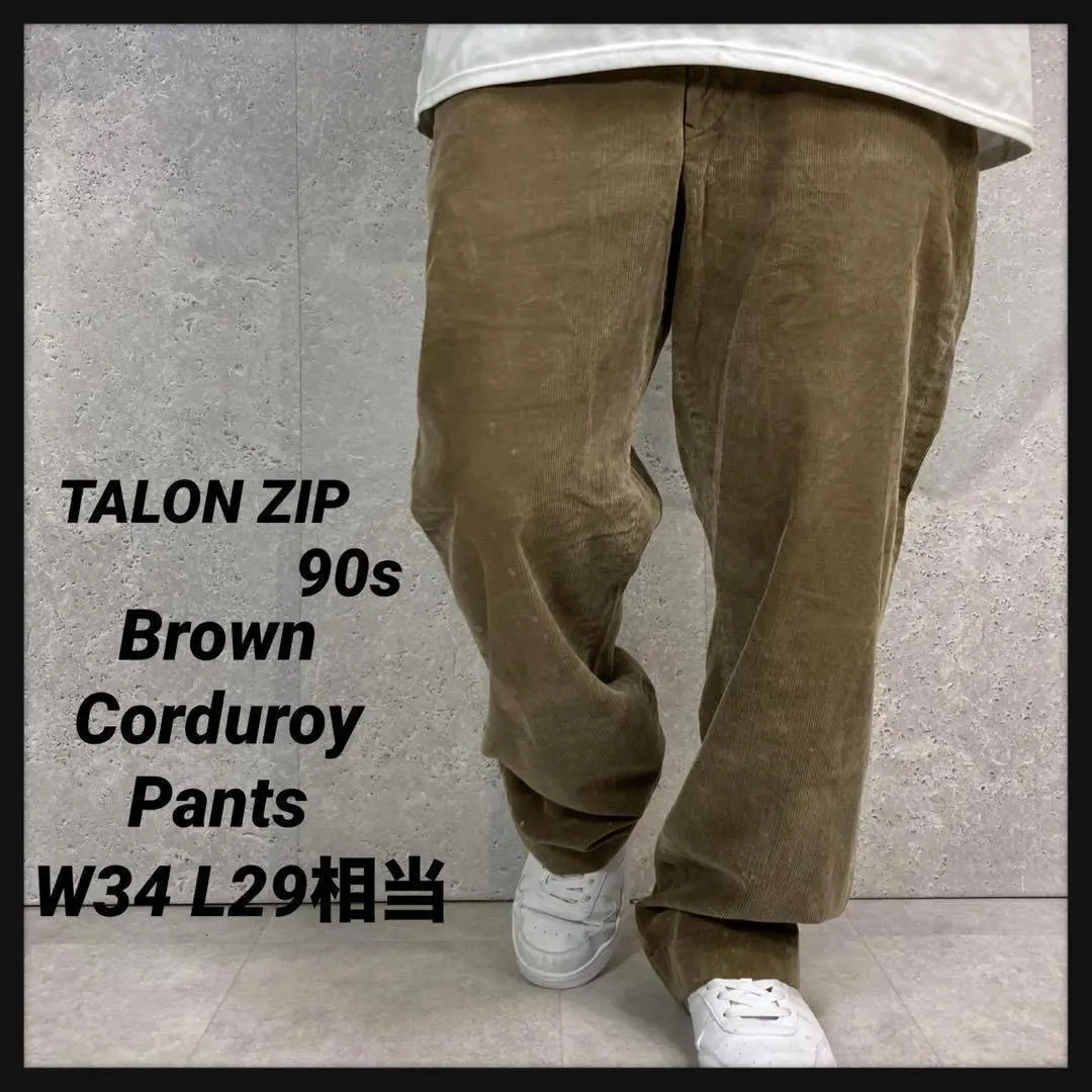 90年代 棕色燈芯絨褲子 Rocket Talon拉鍊 W34 L29相當 的縮圖