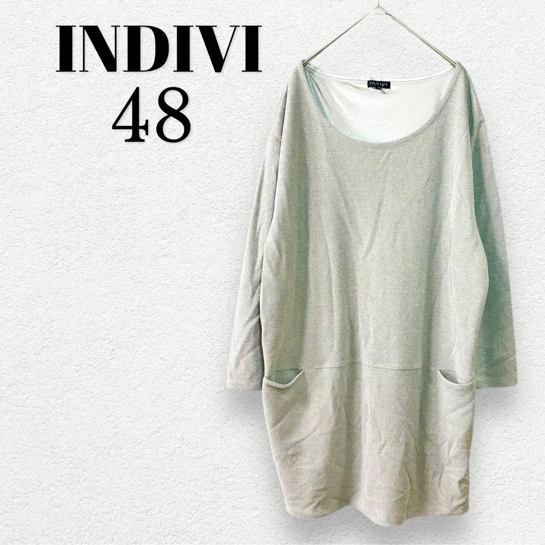 Thumbnail of 【INDIVI】Oval Neck Long Sleeve Tunic, Relaxed Fit, Solid Color, with Pockets, Size L