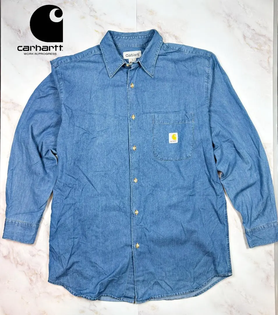 Thumbnail of Carhartt Carhartt Denim Long Sleeve Shirt L Size Men's Work Shirt