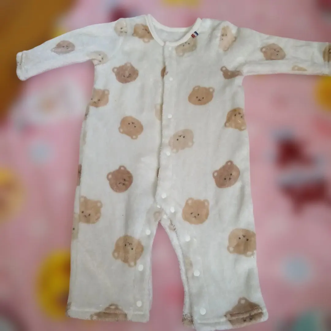 Thumbnail of Bear-patterned romper, fleece material, size 70-80