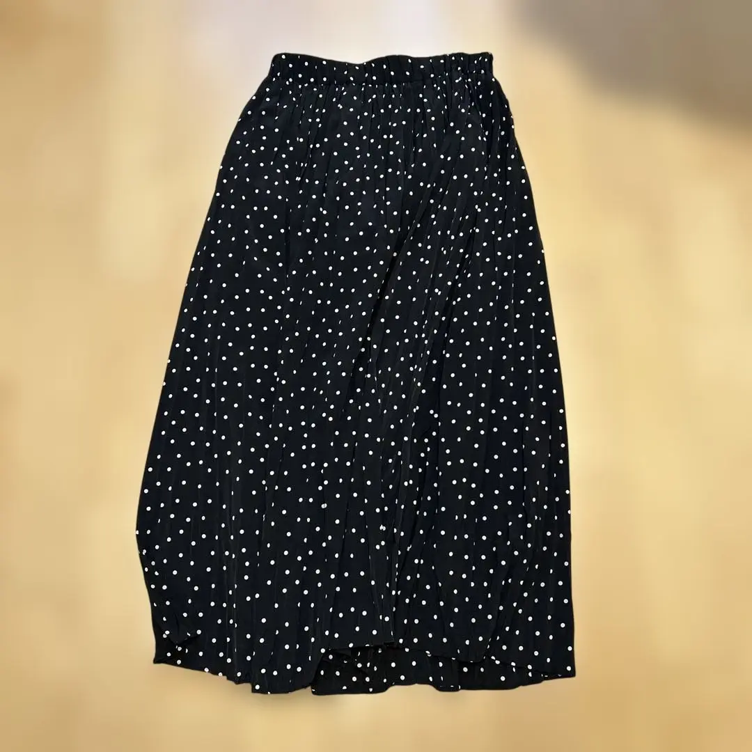 美品 MORRIS&SONS ロングスカート 黒ドット柄0(S)マキシスカート 美品 MORRIS&SONS ロングスカート 黒ドット柄0(S)マキシスカート
