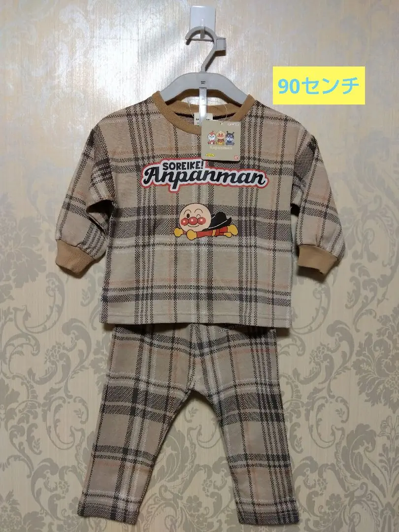 Thumbnail of New ☆ Anpanman Checkered Sweatshirt & Leggings Set, 90cm