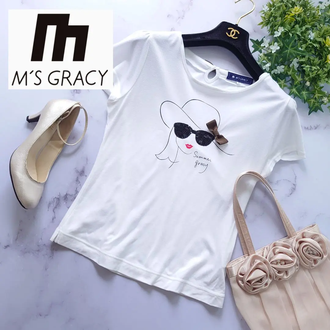 極美品✨エムズグレイシー 定番 リボン Tシャツ カットソー 半袖