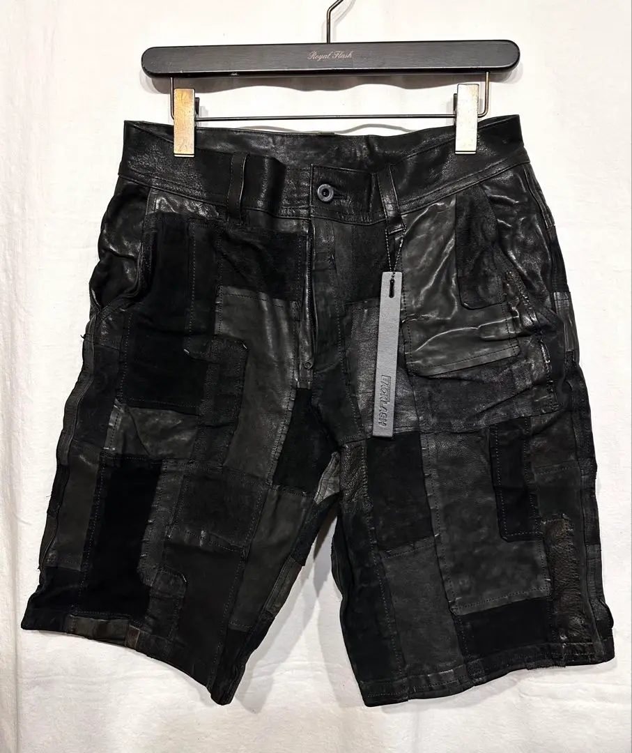 イサムカタヤマ バックラッシュ ハーフパンツ 牛革 カーゴ サイズ L 黒 2025年最新】ISAMUKATAYAMA BACKLASH メンズ ショートパンツ