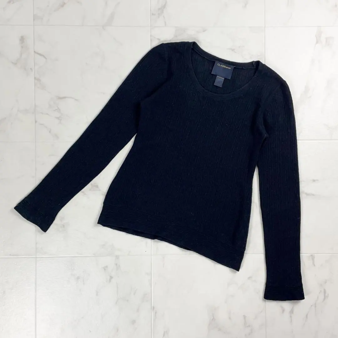 Thumbnail of Class Roberto Cavalli Crew Neck Rib Knit Wool Blend Black 40 *ZC364