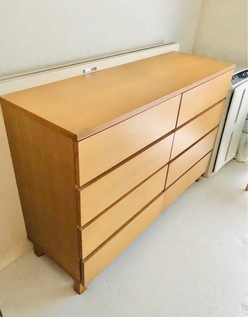 無印良品 MUJI タモ材 木製ワイドチェスト 2列4段 W120 ナチュラル