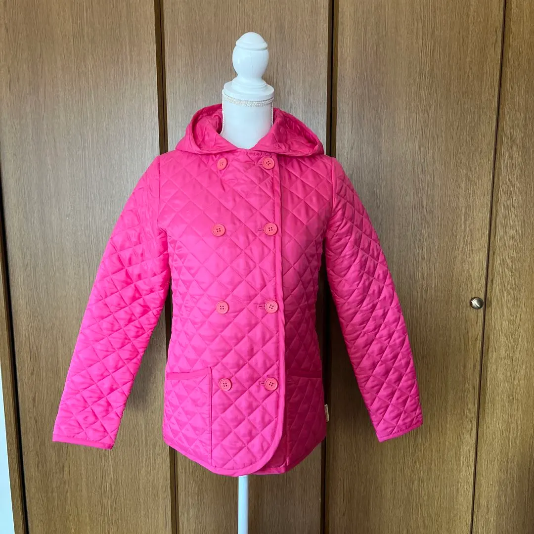 Thumbnail of Pink quilted coat with hood