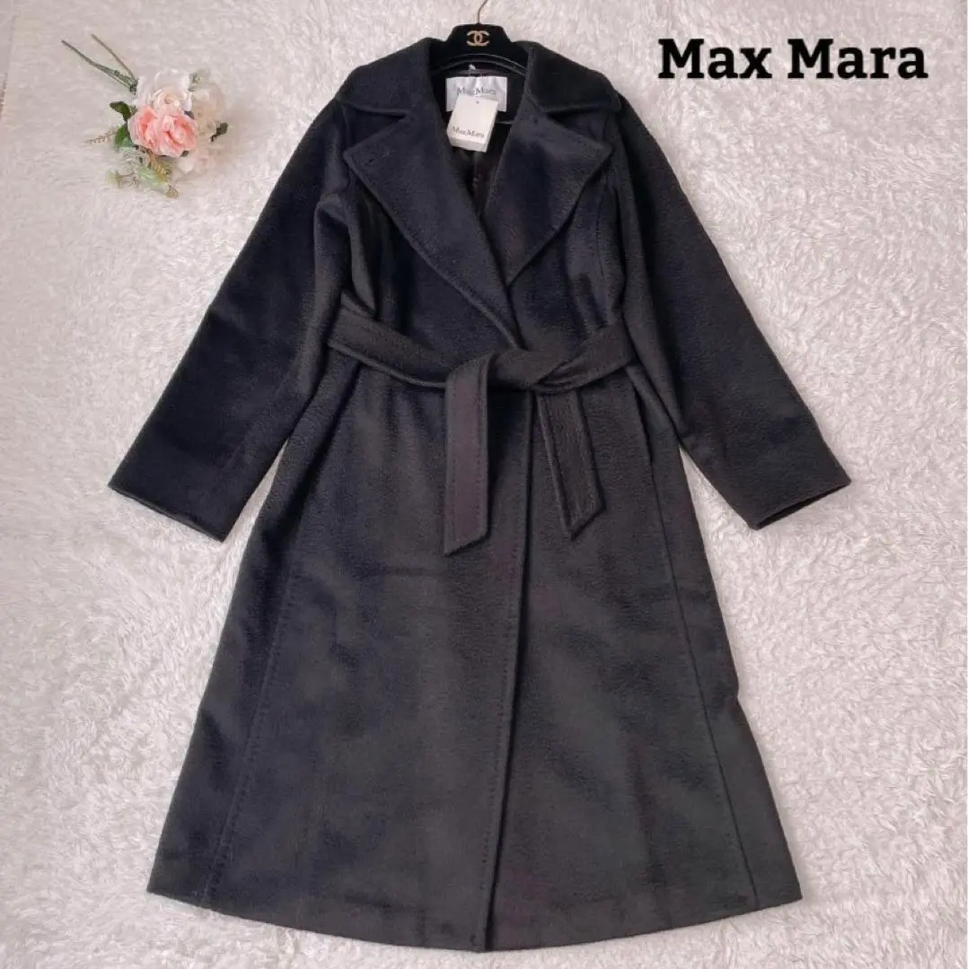 極美品 マックスマーラ マニュエラ ロング ベルテッドコート XL 大きいサイズ MaxMara【極美品】XL マニュエラ 白タグ ベルト付 スーパー