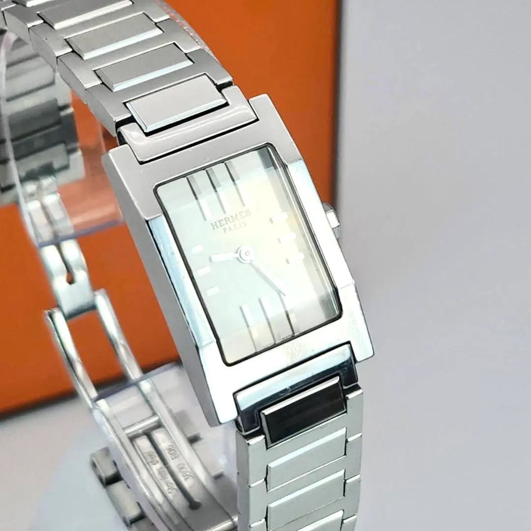 Thumbnail of Excellent condition ✨ Hermes Tandem Square Cut Glass Silver Quartz With Accessories