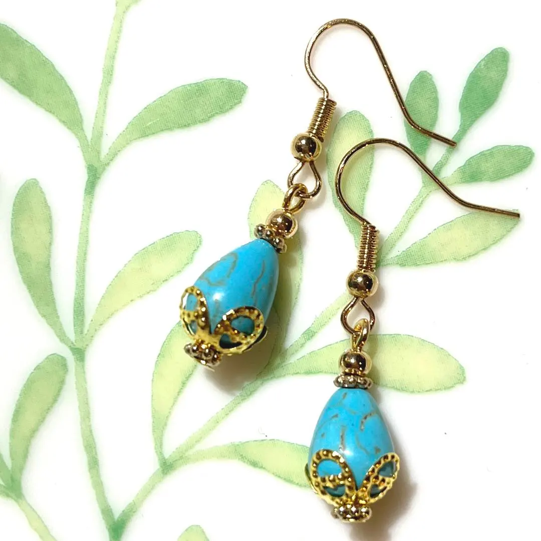 Thumbnail of ☆THANK YOU SALE☆ Turquoise Drop Earrings ☆ Natural Stone Turquoise