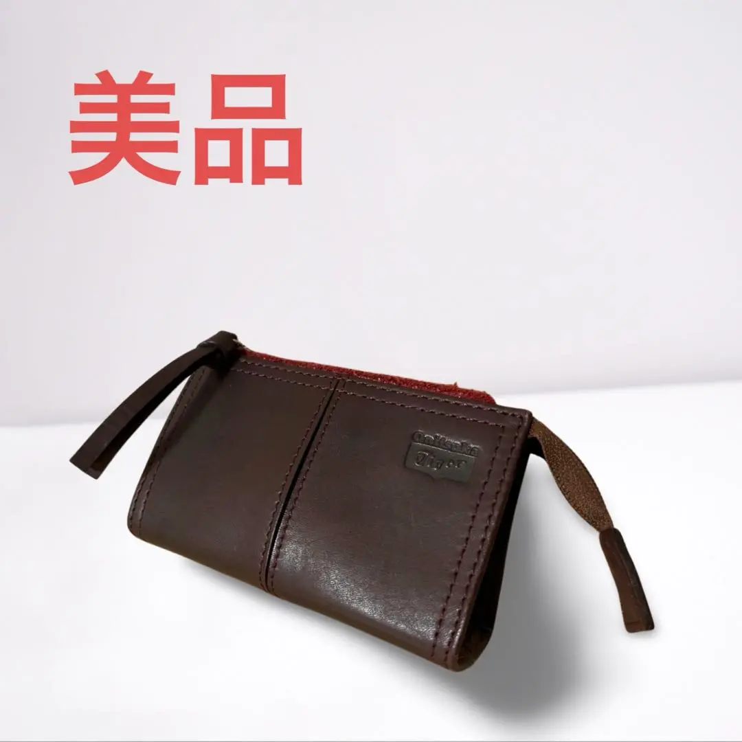 タイガーロゴ刺繍入りレザー小銭入れ 財布 ブラック タイガーロゴ刺繍入りレザー小銭入れ 財布 ブラック