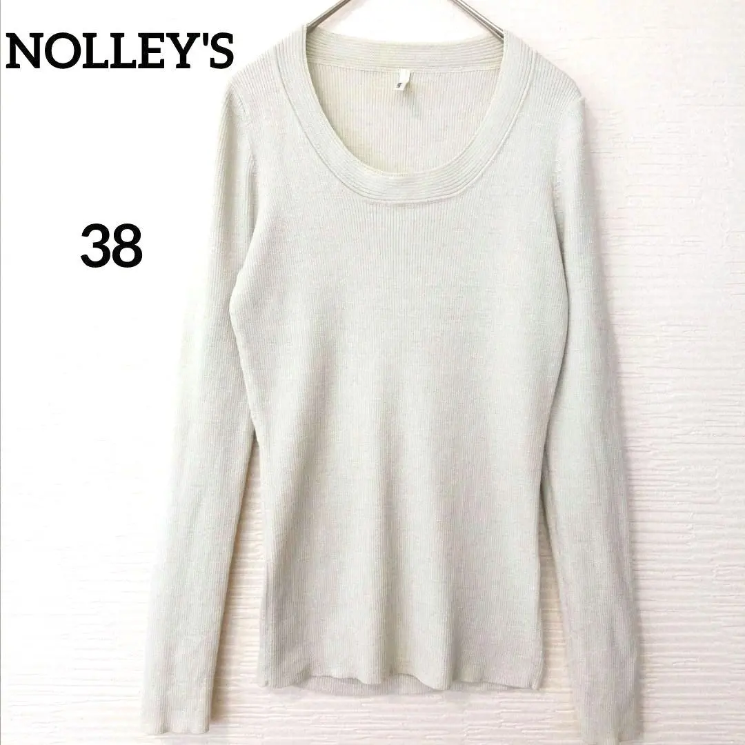 Thumbnail of NOLLEY'S Rib Knit, Gray Beige, 100% Wool, Size 38, Subtle Lurex