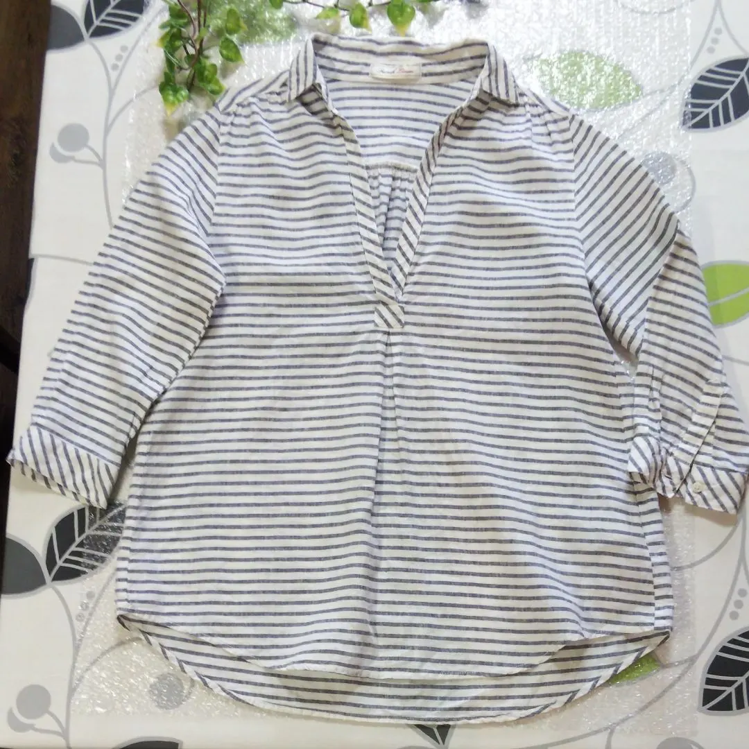 Thumbnail of a.v.v. standard / 100% Linen / Stripe / 3/4 Sleeve Pullover / M