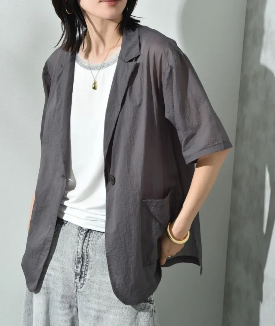 Thumbnail of Interplanet Nylon Sheer Short-Sleeved Tailored Jacket