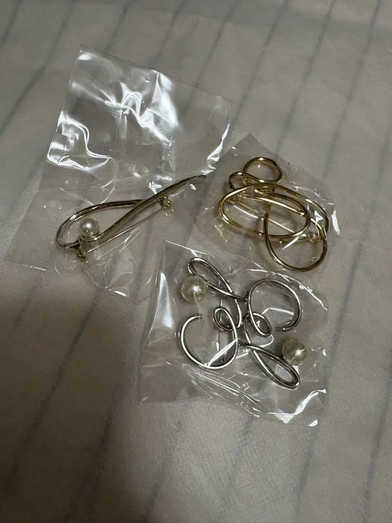 Thumbnail of Set of 3 Silver and Gold Brooches