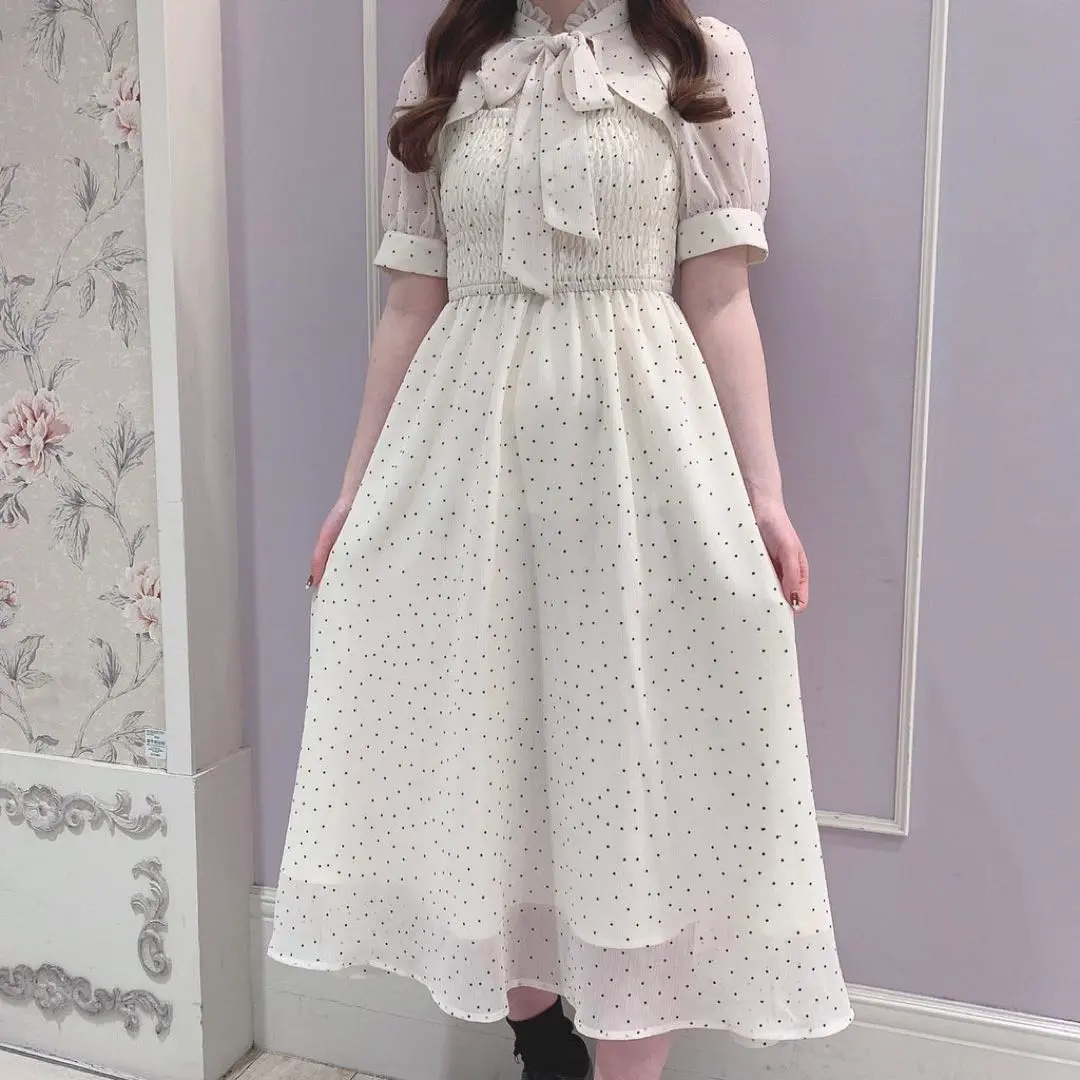 【しろくま】evelyn ラメフリルロングOP ドットワンピ しろくま様専用】evelyn ラメフリルロングOP ドットワンピ